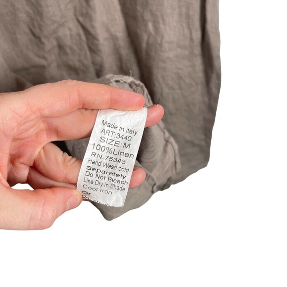 Lungo L'Arno Beige Sleeveless 100% Linen Dress Pockets Lagenlook Womens Medium - Picture 5 of 7